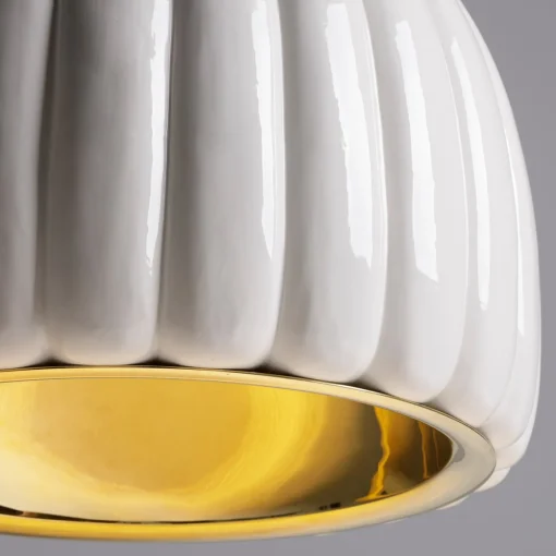 Scalloped White Ceramic Pendant Lamp