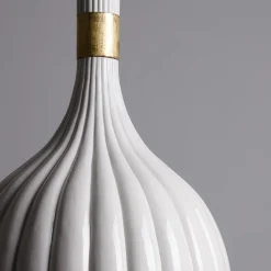 Scalloped White Ceramic Pendant Lamp