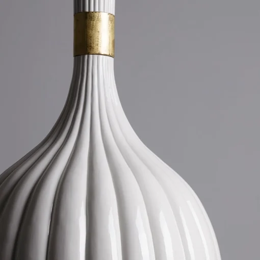 Scalloped White Ceramic Pendant Lamp