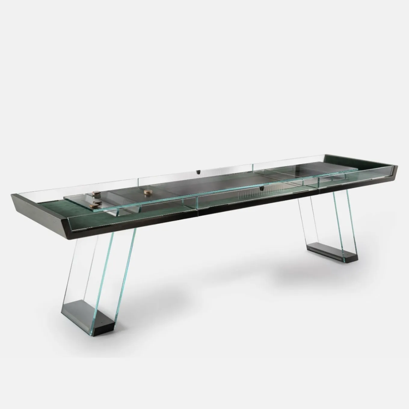 Scivolo 9ft Wood and Glass Shuffleboard Table