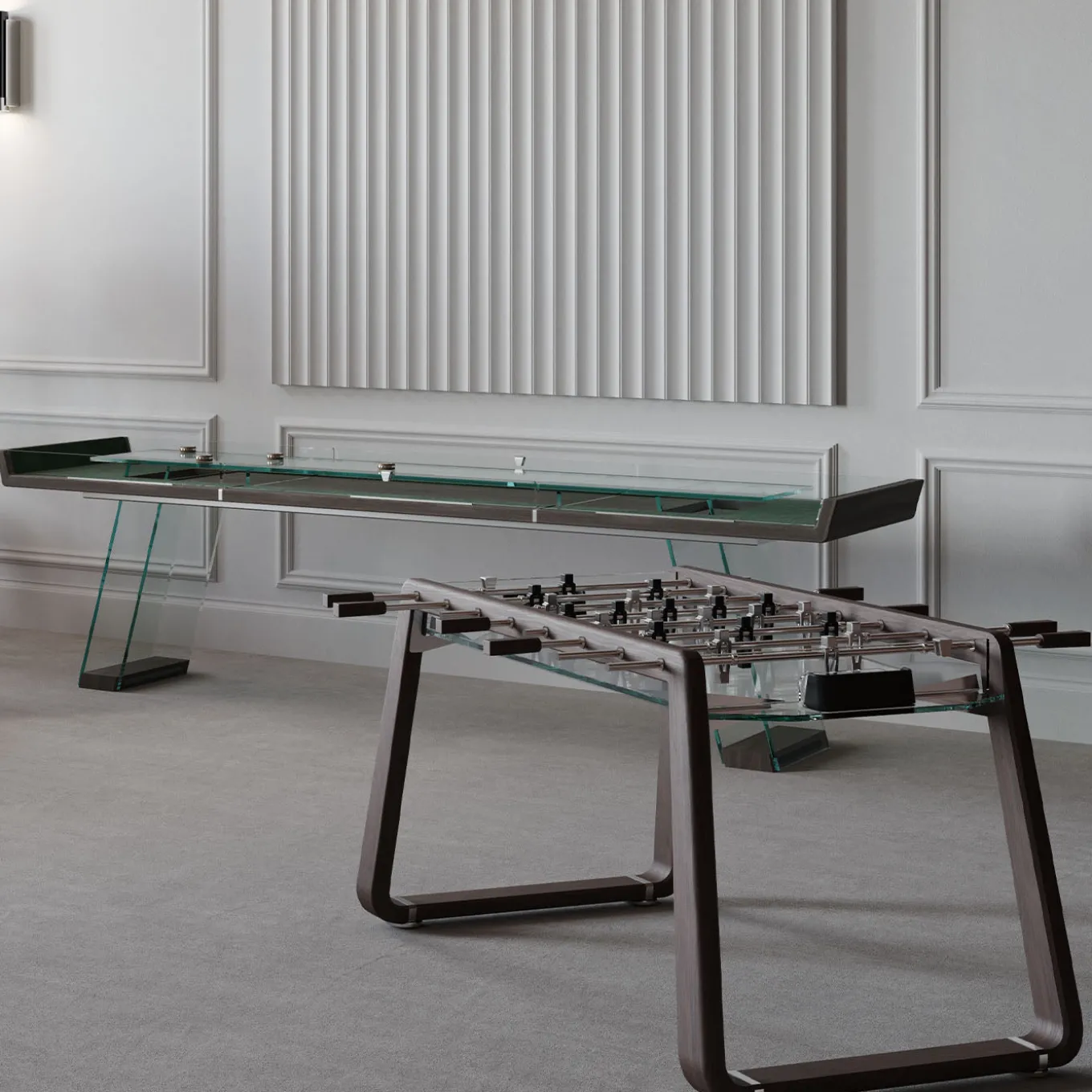 Scivolo 9ft Wood and Glass Shuffleboard Table