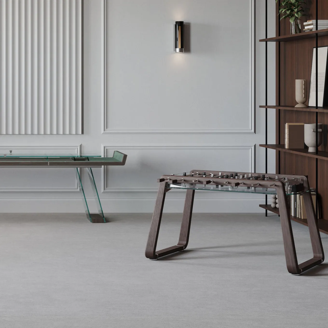 Scivolo 9ft Wood and Glass Shuffleboard Table