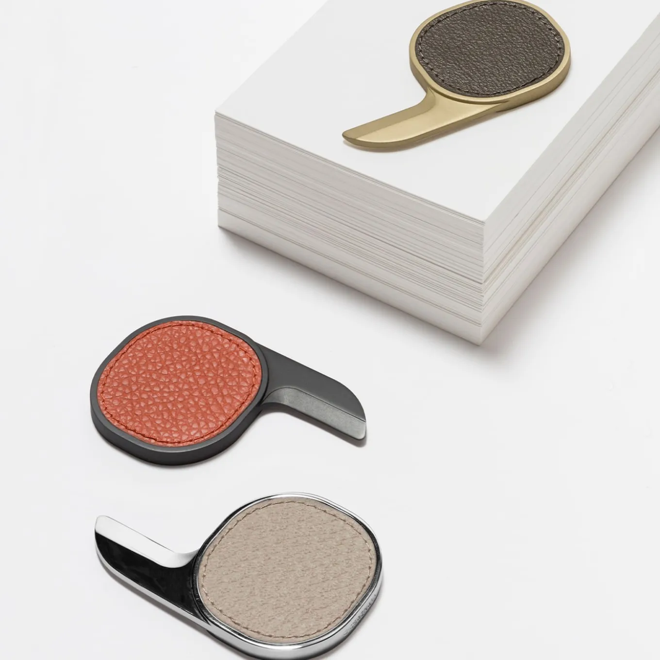 Segno Chrome and Beige Leather Letter Opener