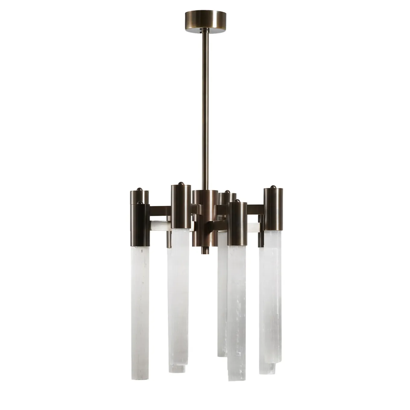 Selene Brushed Bronze and Selenite Chandelier