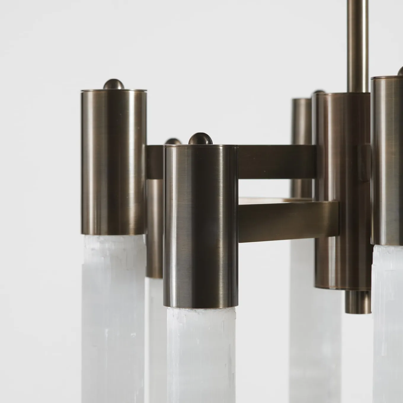 Selene Brushed Bronze and Selenite Chandelier