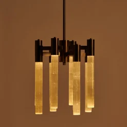 Selene Brushed Bronze and Selenite Chandelier