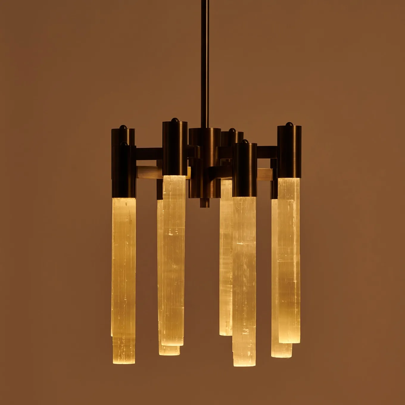 Selene Brushed Bronze and Selenite Chandelier