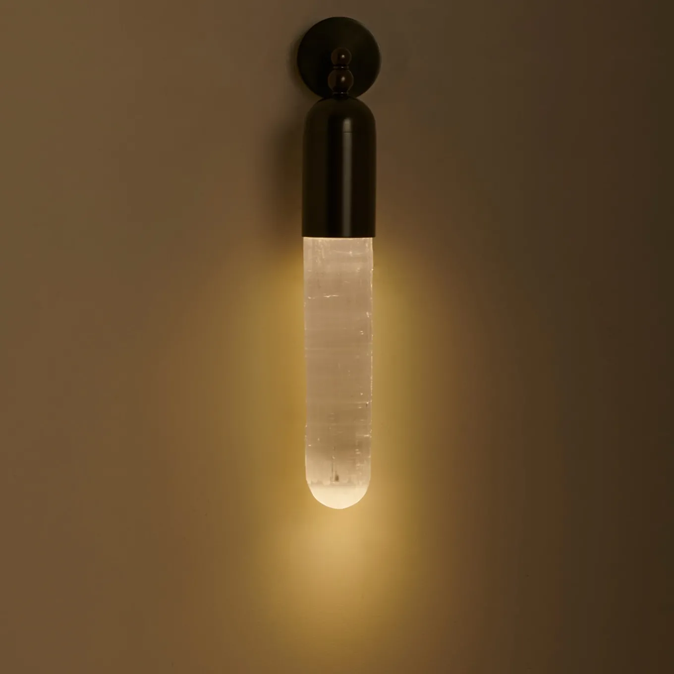 Selene Wall Sconce in Dark Bronze and Selenite