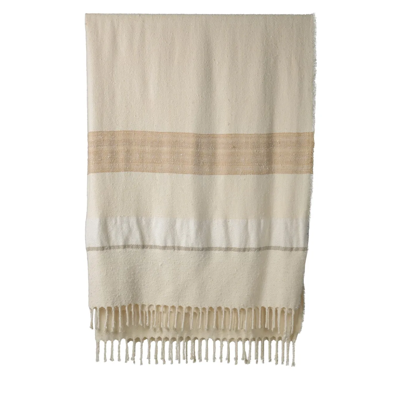 Senja.D1 Fringed Sand Silk & Linen Blanket