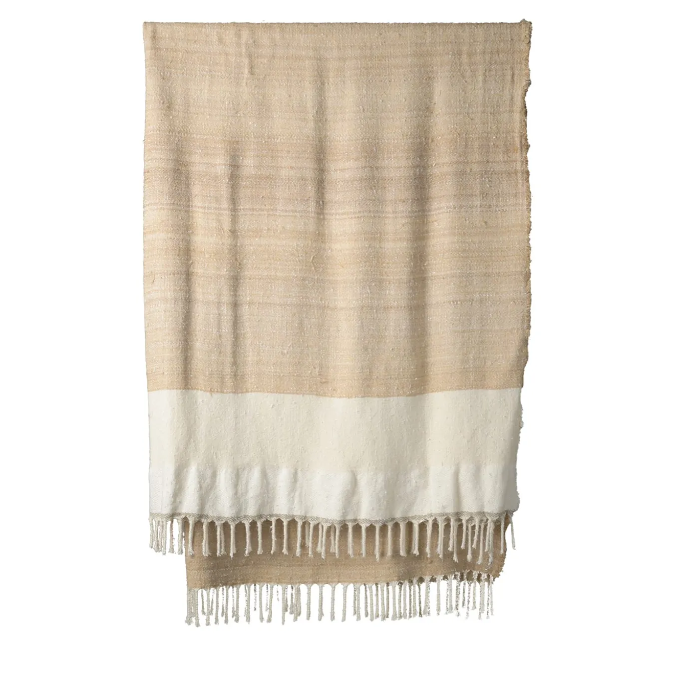 Senja.D2 Fringed Sand Silk & Linen Blanket