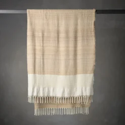 Senja.D2 Fringed Sand Silk & Linen Blanket