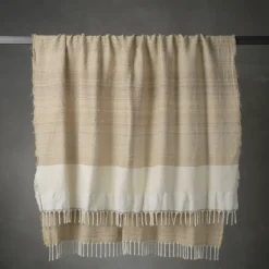 Senja.D2 Fringed Sand Silk & Linen Blanket