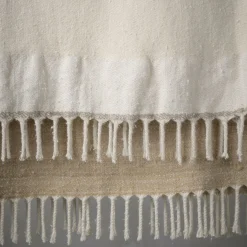 Senja.D2 Fringed Sand Silk & Linen Blanket