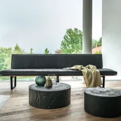 Sequoia Solid wood and suede Leather Bench