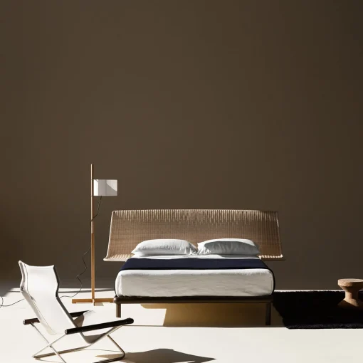Serafino Iron & Wicker Double Bed by Mario Scairato