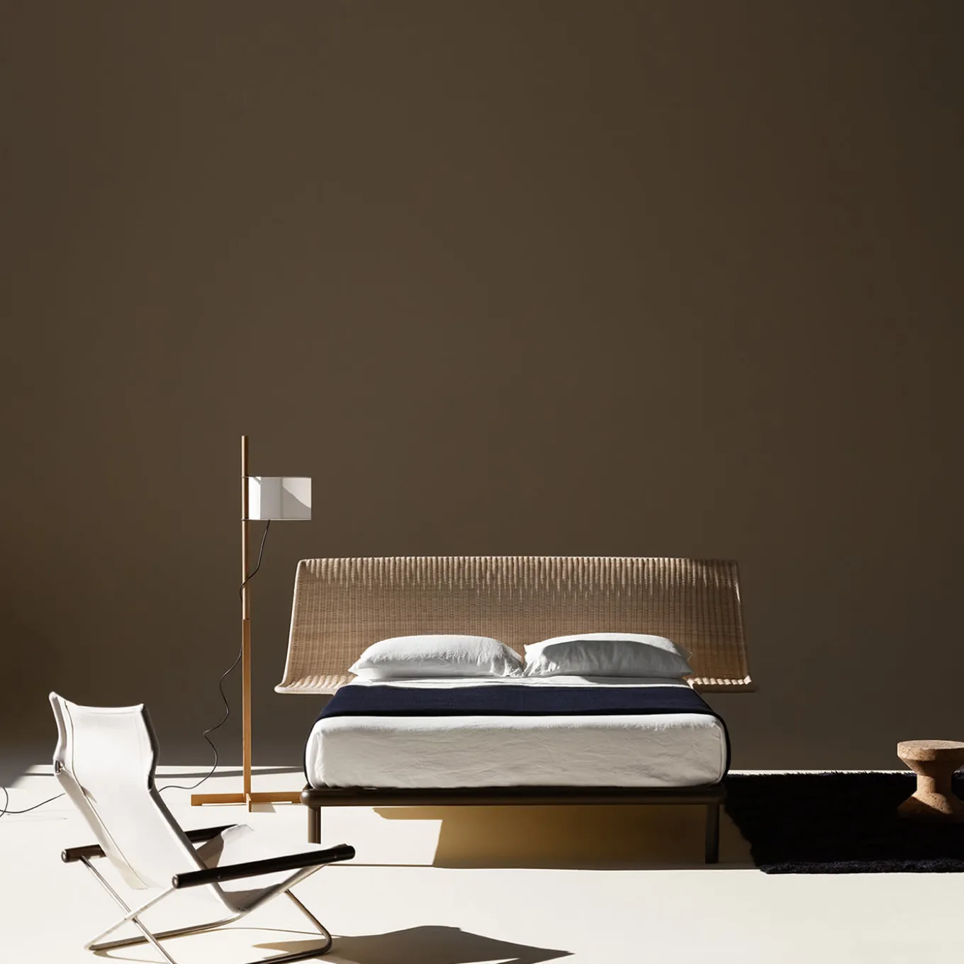 Serafino Iron & Wicker Double Bed by Mario Scairato