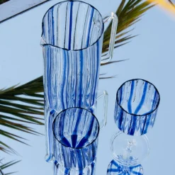 Serlio Loos Blue Stripe Glass Pitcher