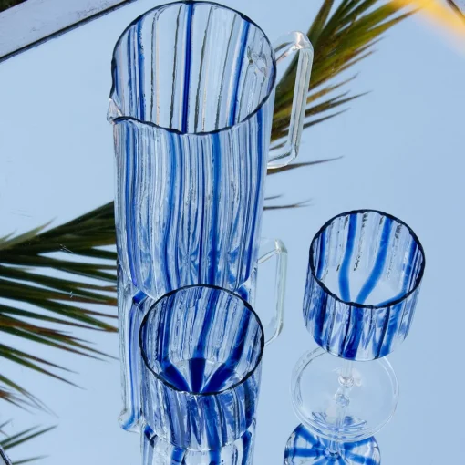 Serlio Loos Blue Stripe Glass Pitcher