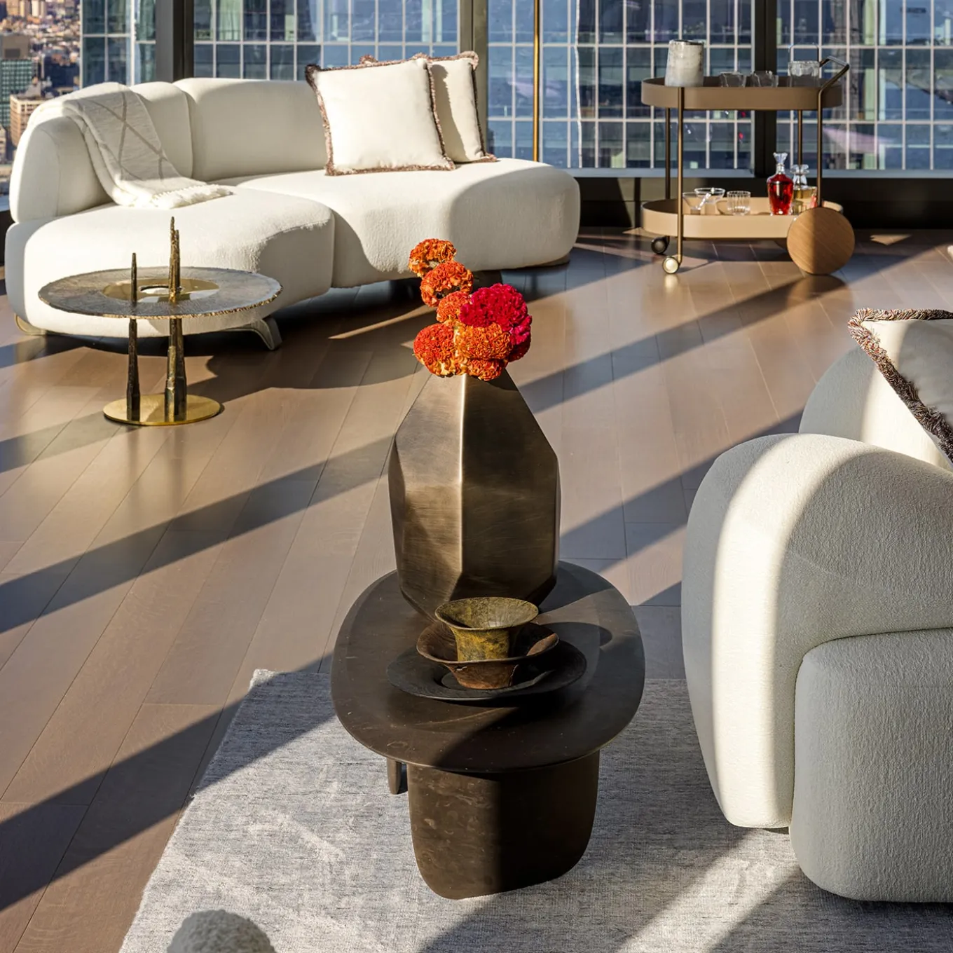 Sesi A Brown Low Coffee Table in Pietra Pece by Martinelli Venezia Studio