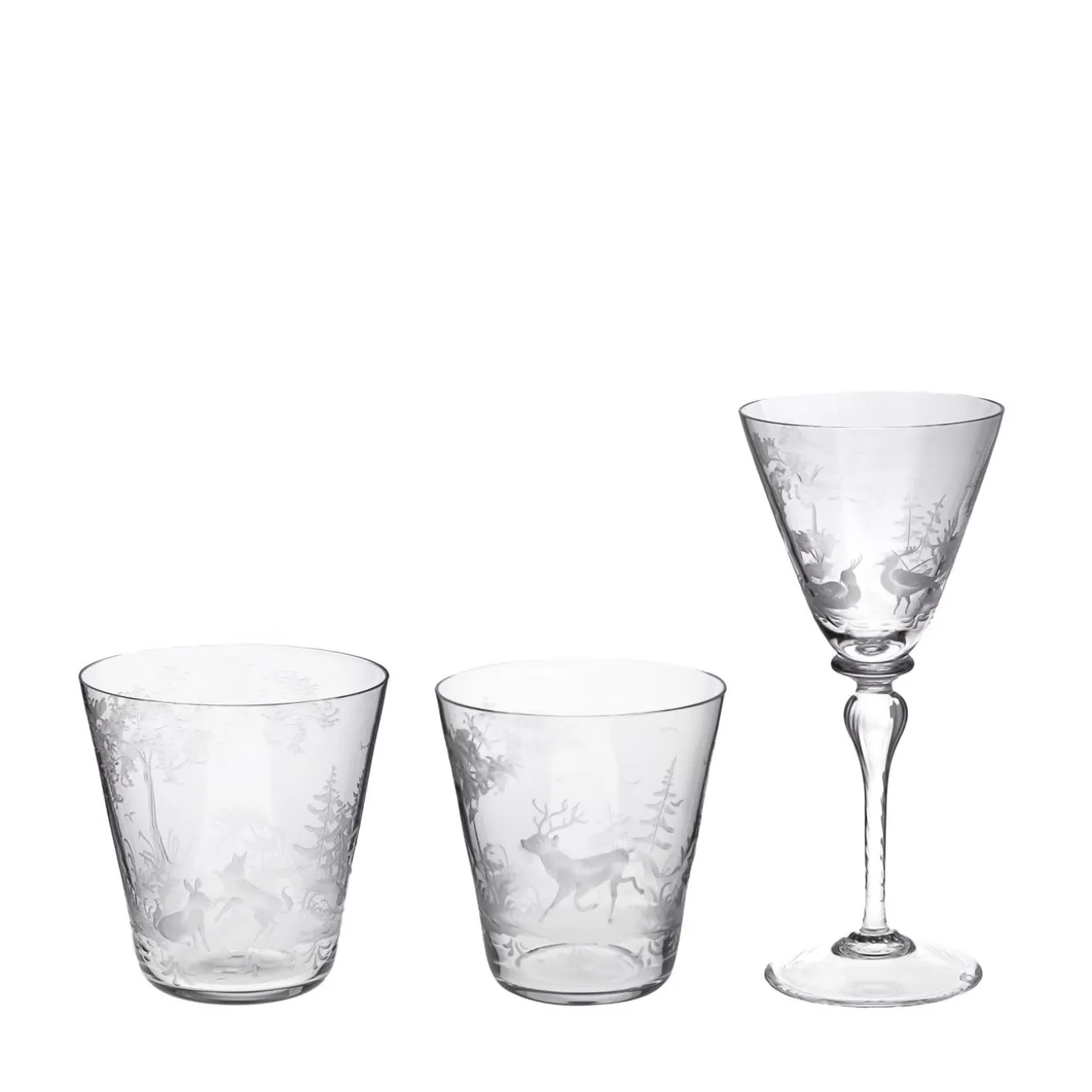 Set N°1 of 3 Foresta Crystal Glasses