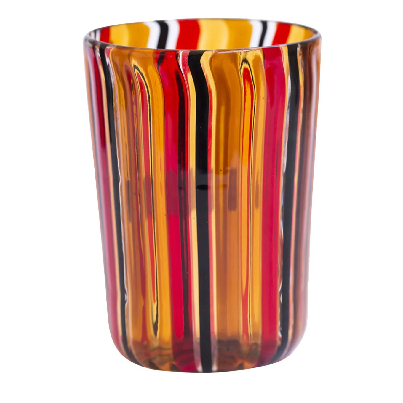 Set of 6 Amber & Red Murano Glasses