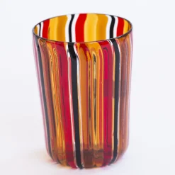 Set of 6 Amber & Red Murano Glasses
