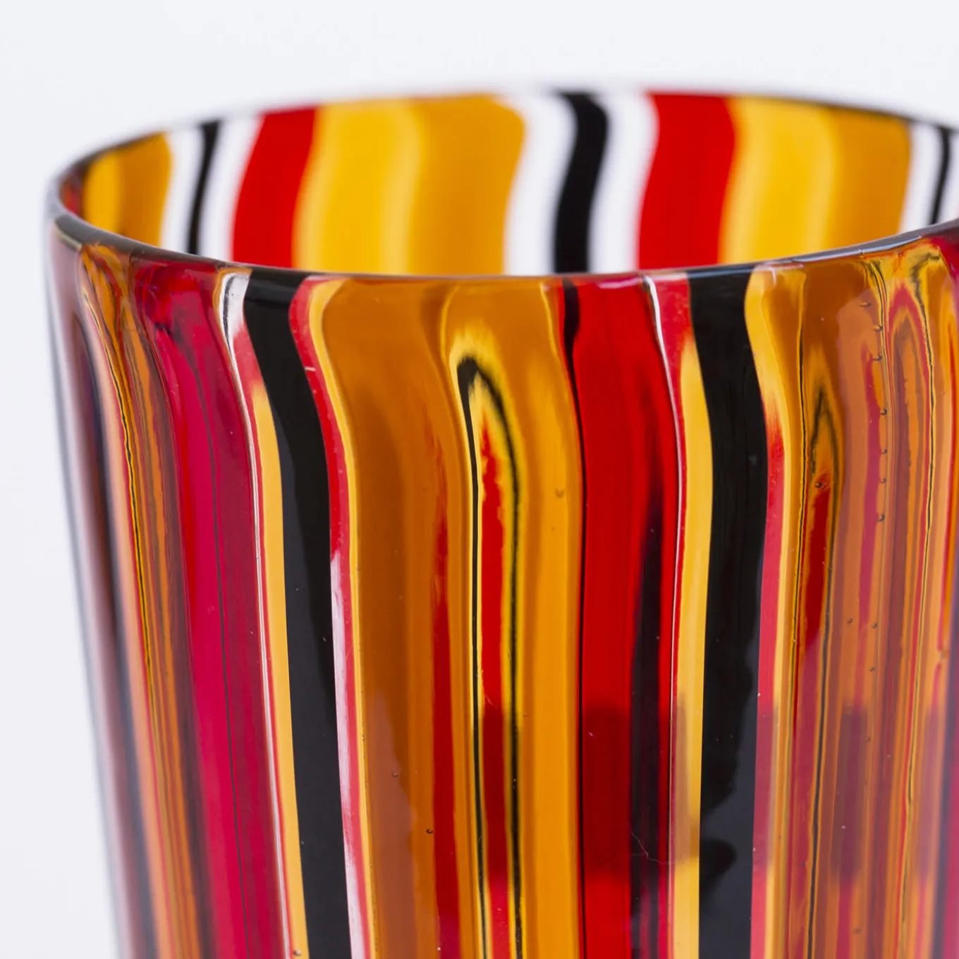 Set of 6 Amber & Red Murano Glasses
