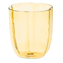 Set Of 4 Amber Petal Water Glasses