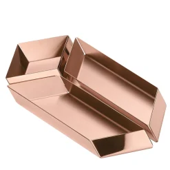Set of 3 Axonometry Small Parallelepiped Copper Trays by Elisa Giovannoni