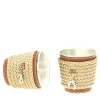 Set of 6 Beige Aluminum Cup Holders