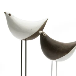 Set of 2 Black and White Birds Sculpture by Aldo Londi