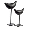 Set of 2 Black Birds Sculpture by Aldo Londi