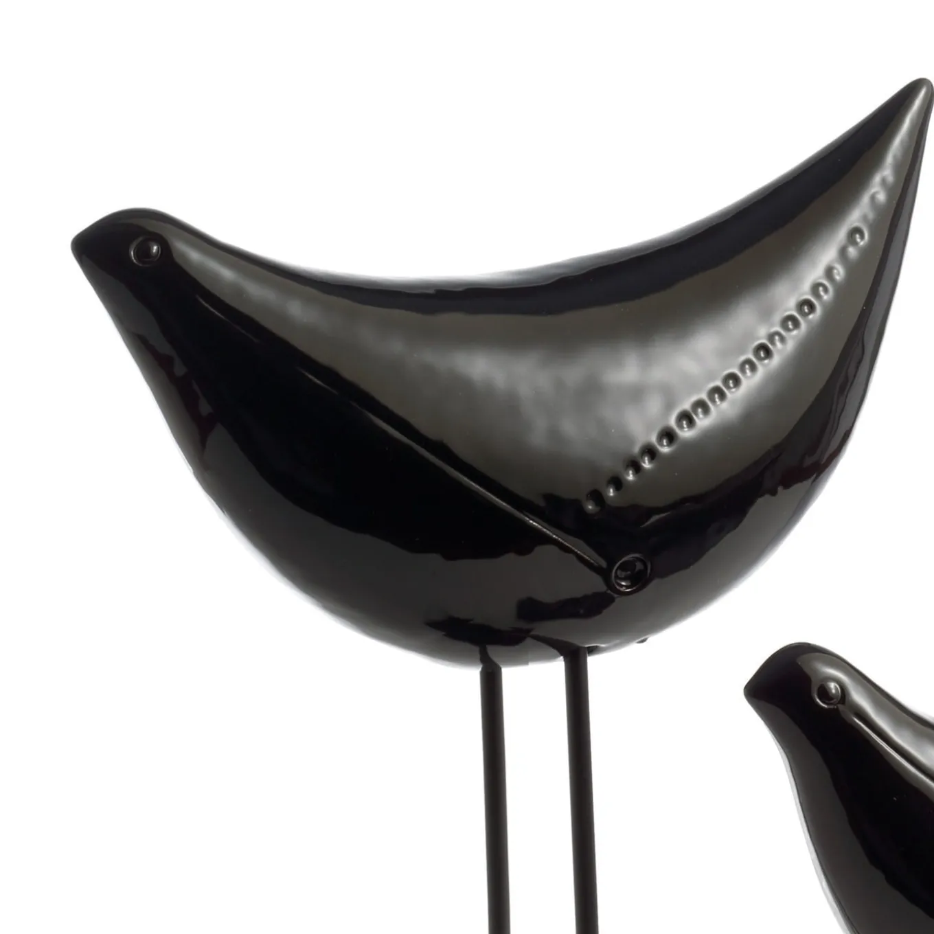 Set of 2 Black Birds Sculpture by Aldo Londi