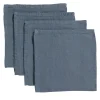 Set Of 4 Blue Light Linen Napkins