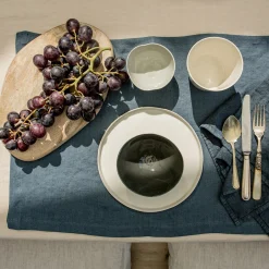 Set Of 4 Blue Light Linen Napkins