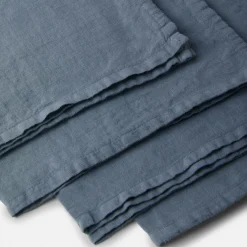 Set Of 4 Blue Light Linen Napkins