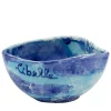 Set of 4 Blue Marble Motif Ceramic Ice-Cream Bowls