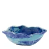 Set of 4 Blue Marble Motif Ceramic Fruit Salad Bowls