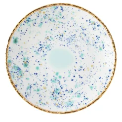 Set of 2 Blue Marble Turquoise Dessert Plates with Crackled Rim