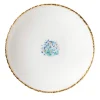 Set of 2 Blue Marble White Soup Plates with Crackled Rim
