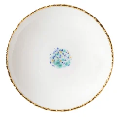 Set of 2 Blue Marble White Soup Plates with Crackled Rim