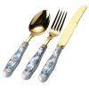 SET OF 3 BLUE ROSES DINING CUTLERY