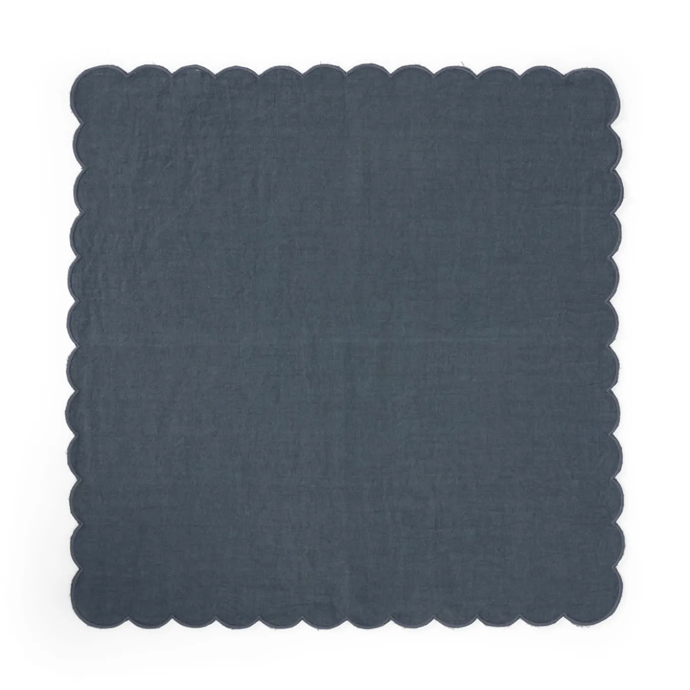 Set Of 4 Blue Scalloped Napkins