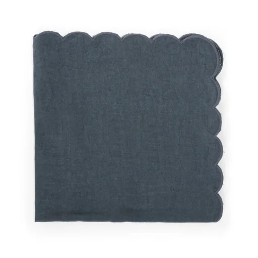 Set Of 4 Blue Scalloped Napkins