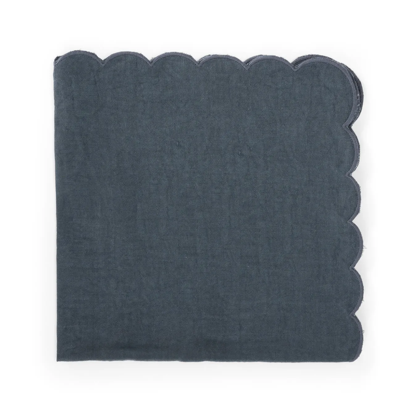 Set Of 4 Blue Scalloped Napkins
