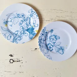 set of 2 Blue Summer dessert plates #1