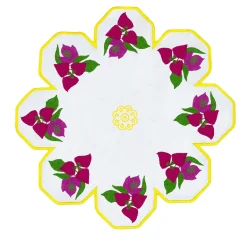 Set of 2 Bougainville Round White & Pink Linen Placemats