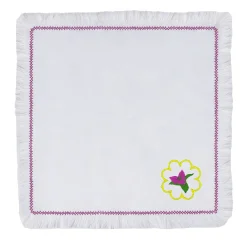Set of 2 Bougainville White & Pink Linen Napkins