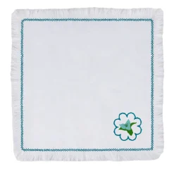 Set of 2 Bougainville White & Light Blue Linen Napkins