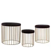 Set of 3 Brass Cage Stools